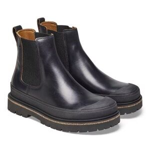 Birkenstock “Prescott” Slip On Chelsea-Style Boots in Black Oiled Leather